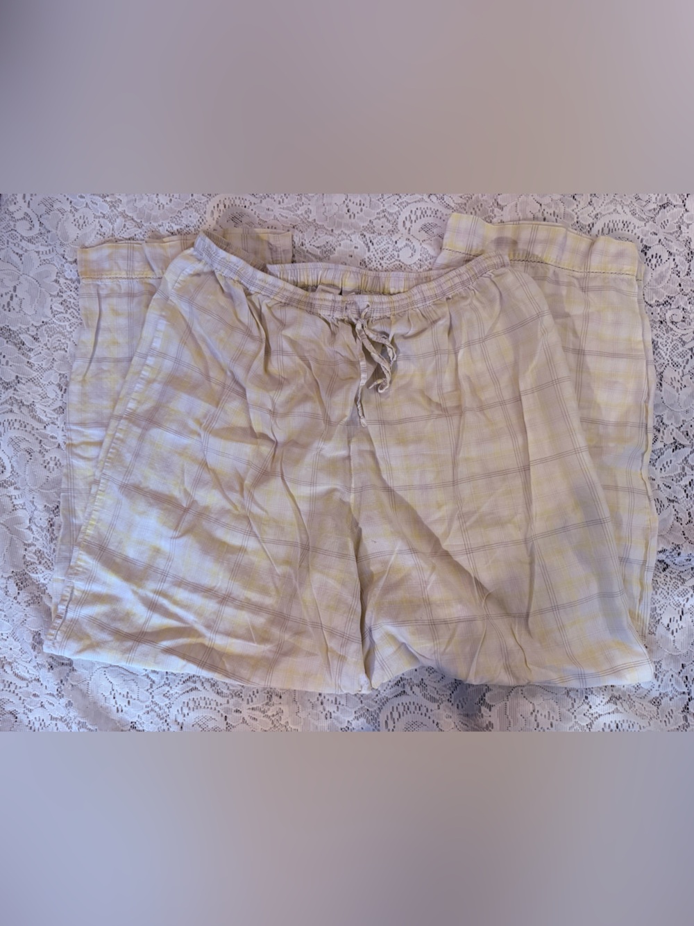 Vintage Victoria's Secret Country Pale Yellow Plaid Lounge Pants